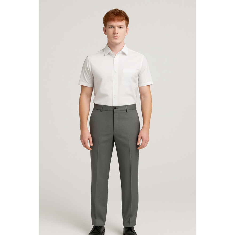 Tailored Gray Flat-Front Wool-Blend Dress Pants Sz 32